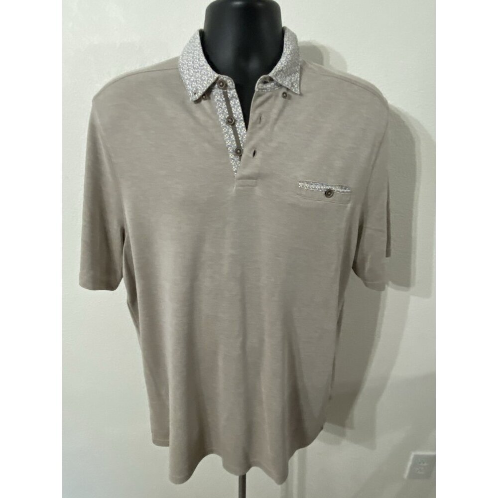 Age Of Wisdom Mens Large Polo Geometric Pattern Button Down Collar